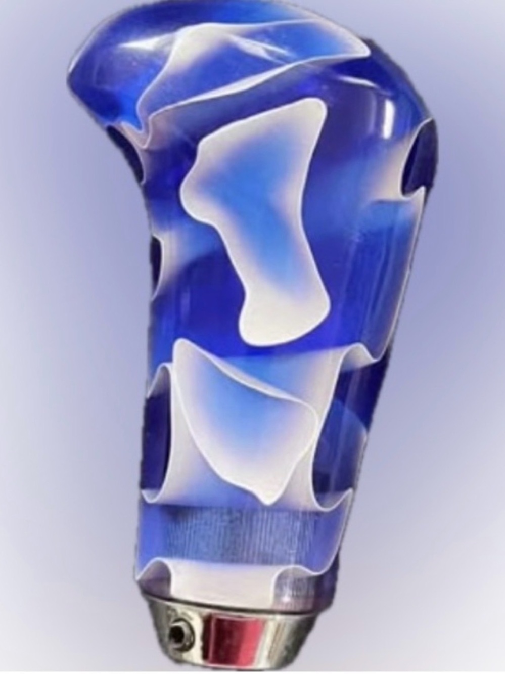 Hand-Blown Blue and White Gear Shift - Unbranded